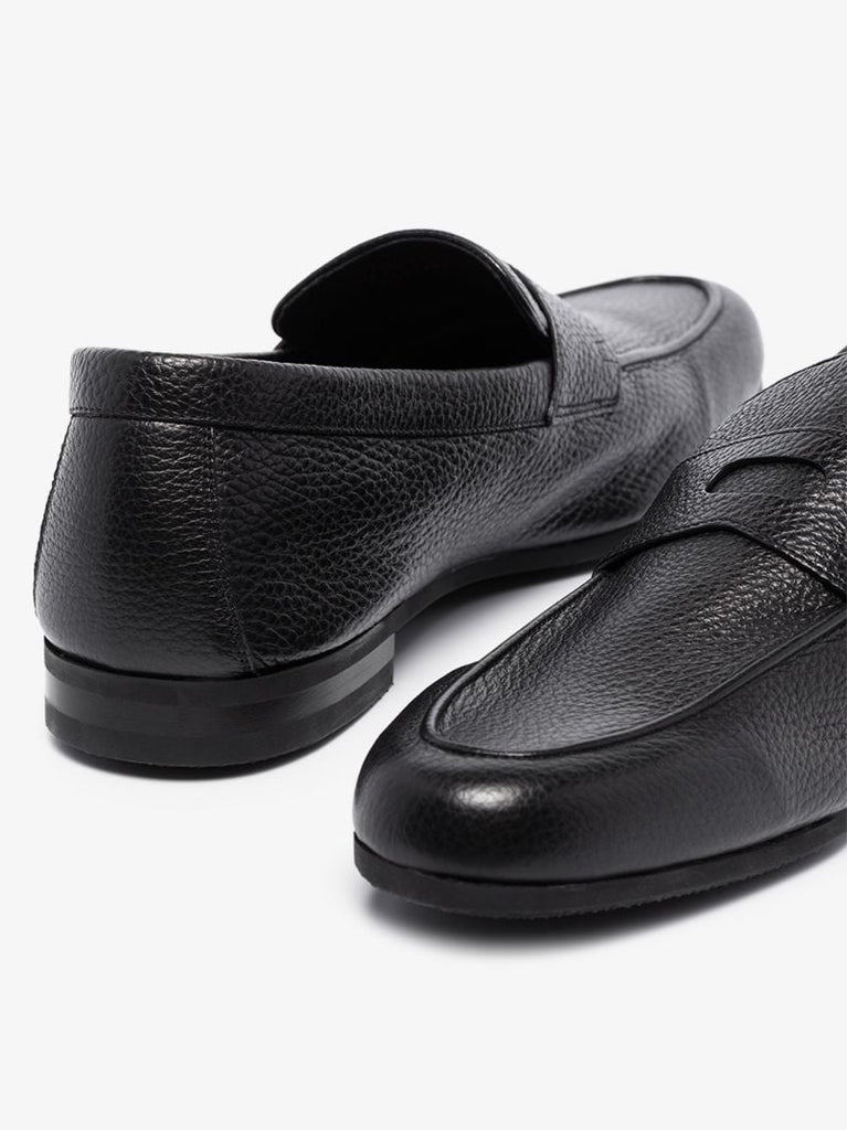 Black Thorne Grained Leather Loafers