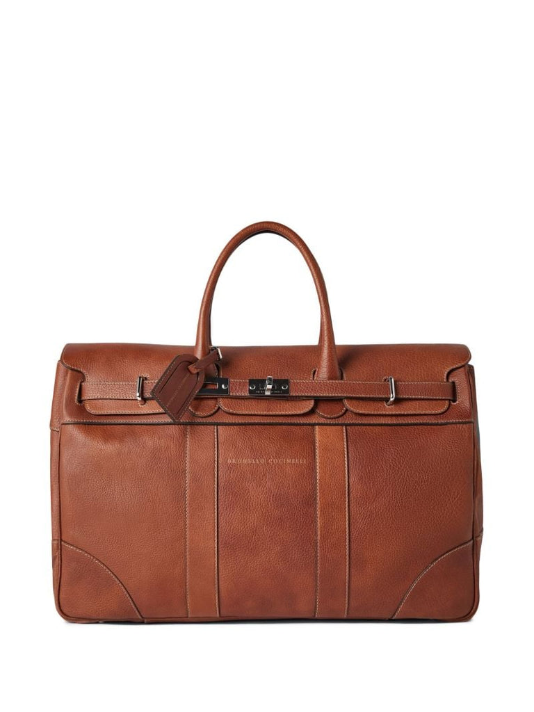 Brown Grained Leather Holdall