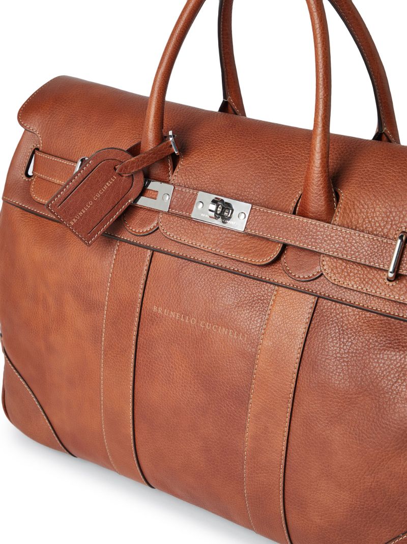 Brown Grained Leather Holdall