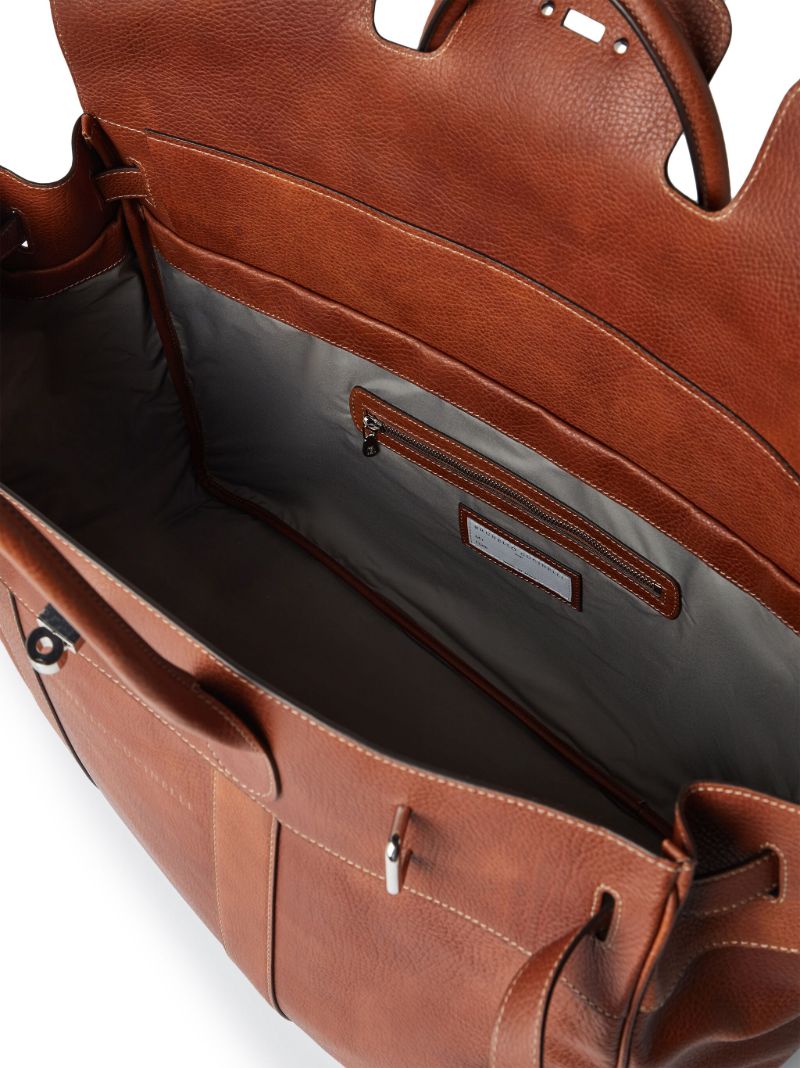 Brown Grained Leather Holdall