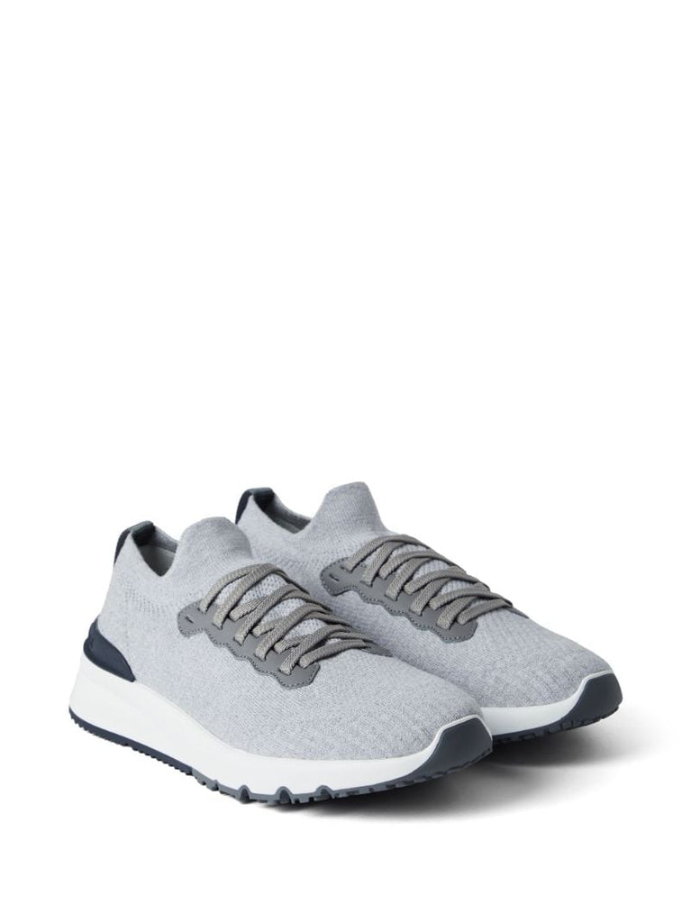 Grey Knitted Low Top Sneakers