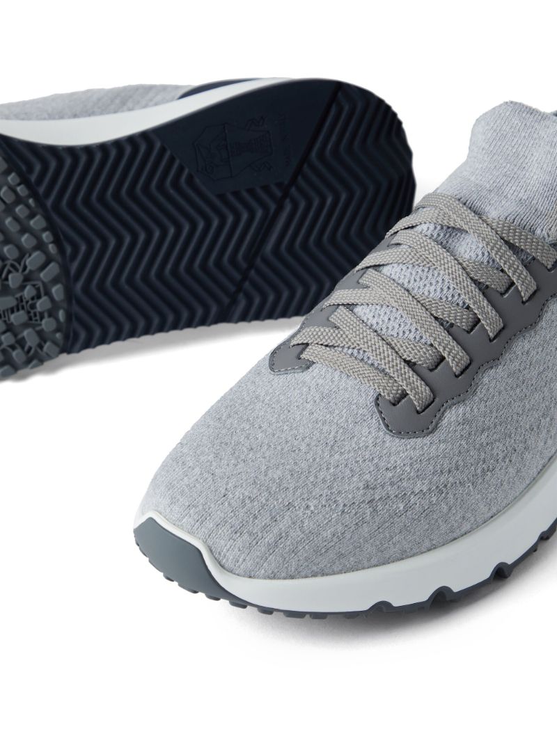 Grey Knitted Low Top Sneakers