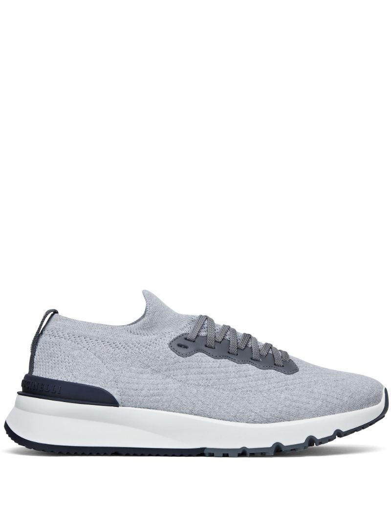 Grey Knitted Low Top Sneakers
