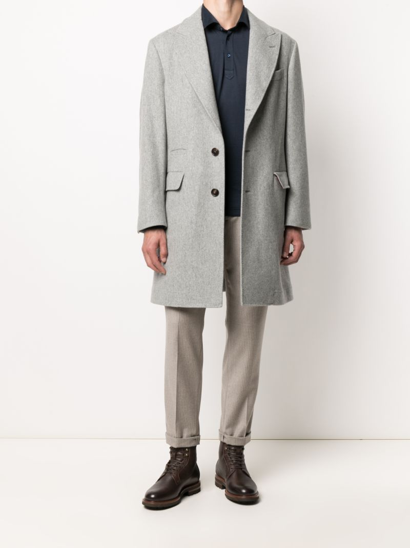 Grey Single-breasted Cashmere Coat