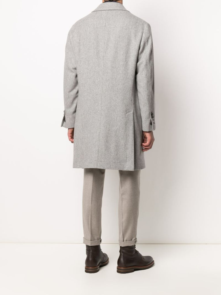 Grey Single-breasted Cashmere Coat