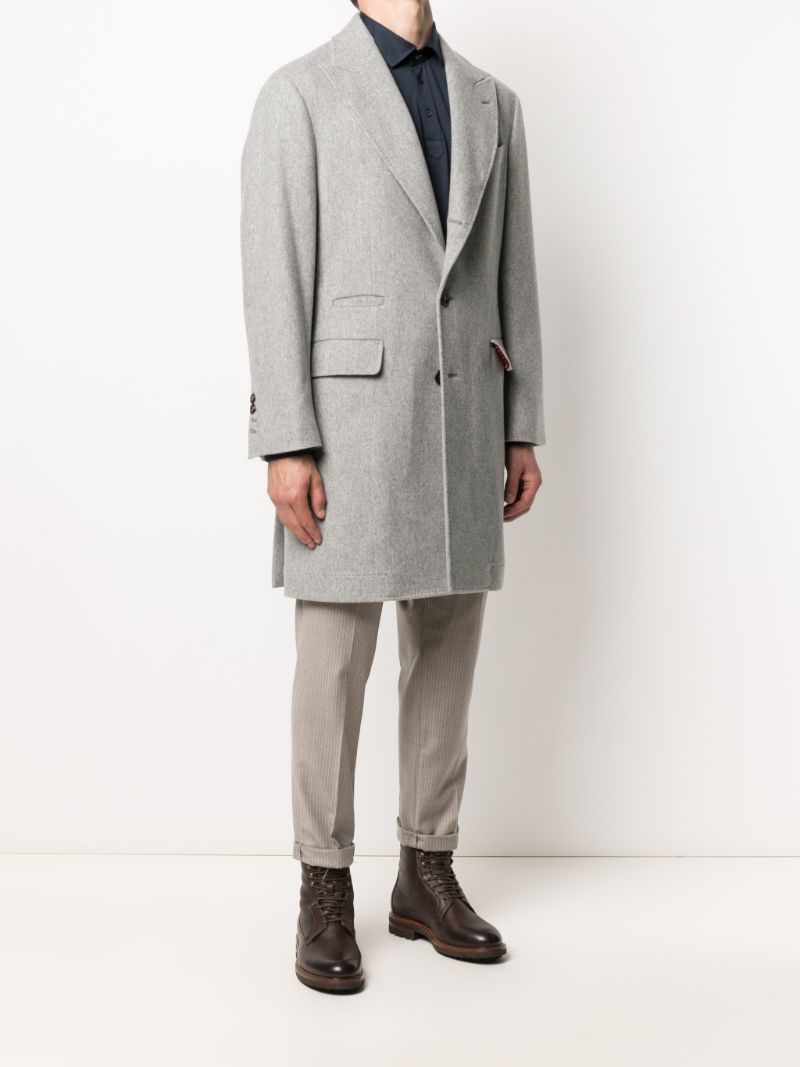 Grey Single-breasted Cashmere Coat