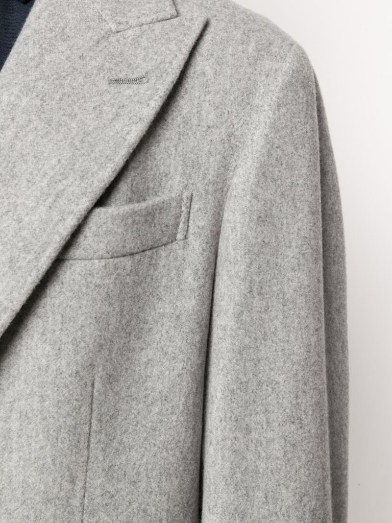 Grey Single-breasted Cashmere Coat