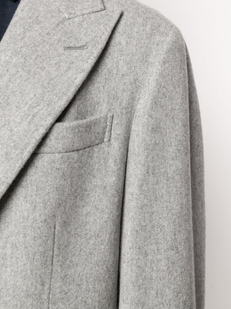 Grey Single-breasted Cashmere Coat