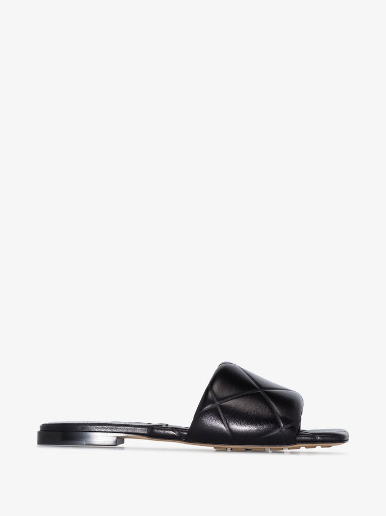 Black Rubber Lido Leather Sandals