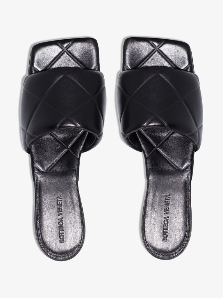 Black Rubber Lido Leather Sandals