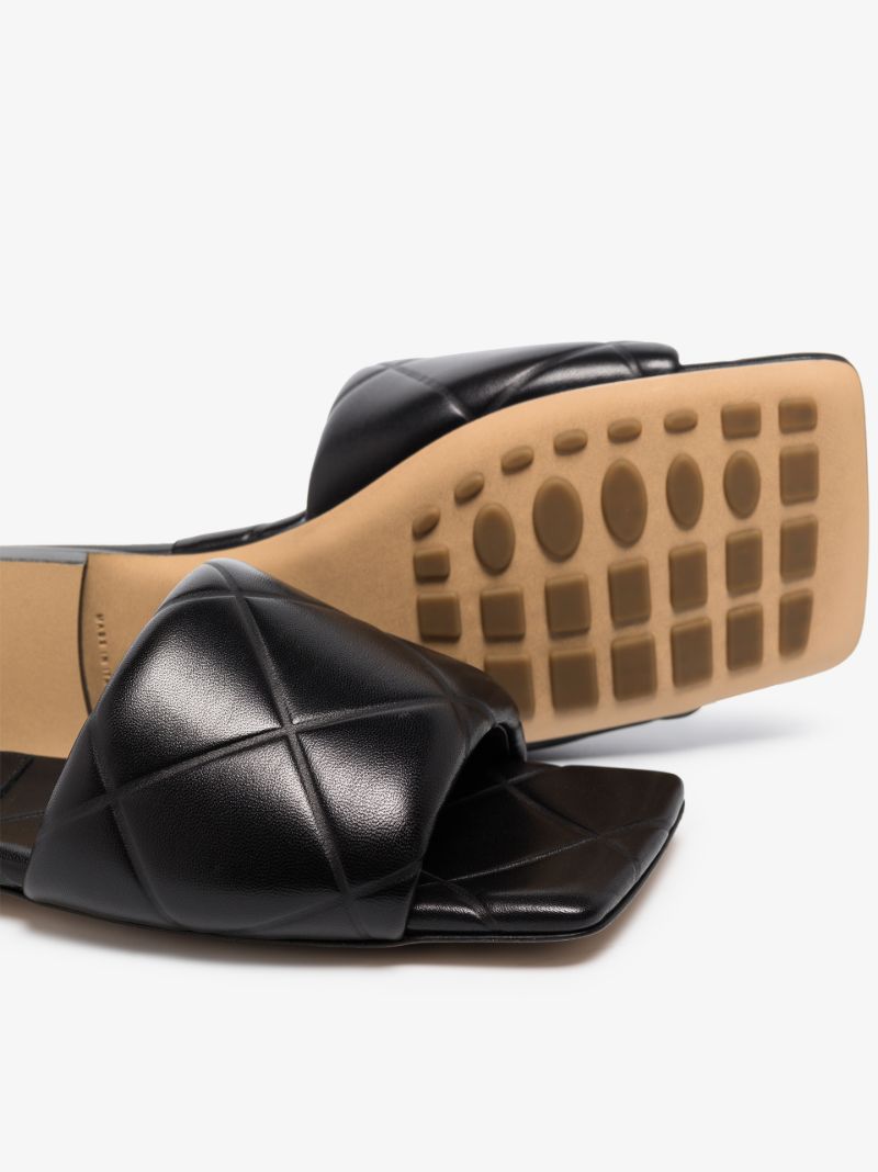 Black Rubber Lido Leather Sandals