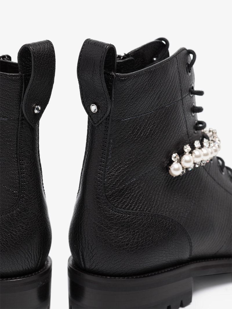 Black Cruz Leather Combat Boots