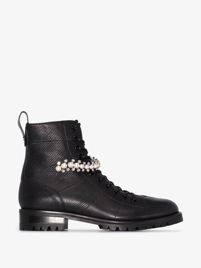 Black Cruz Leather Combat Boots