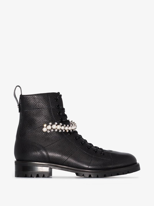 Black Cruz Leather Combat Boots