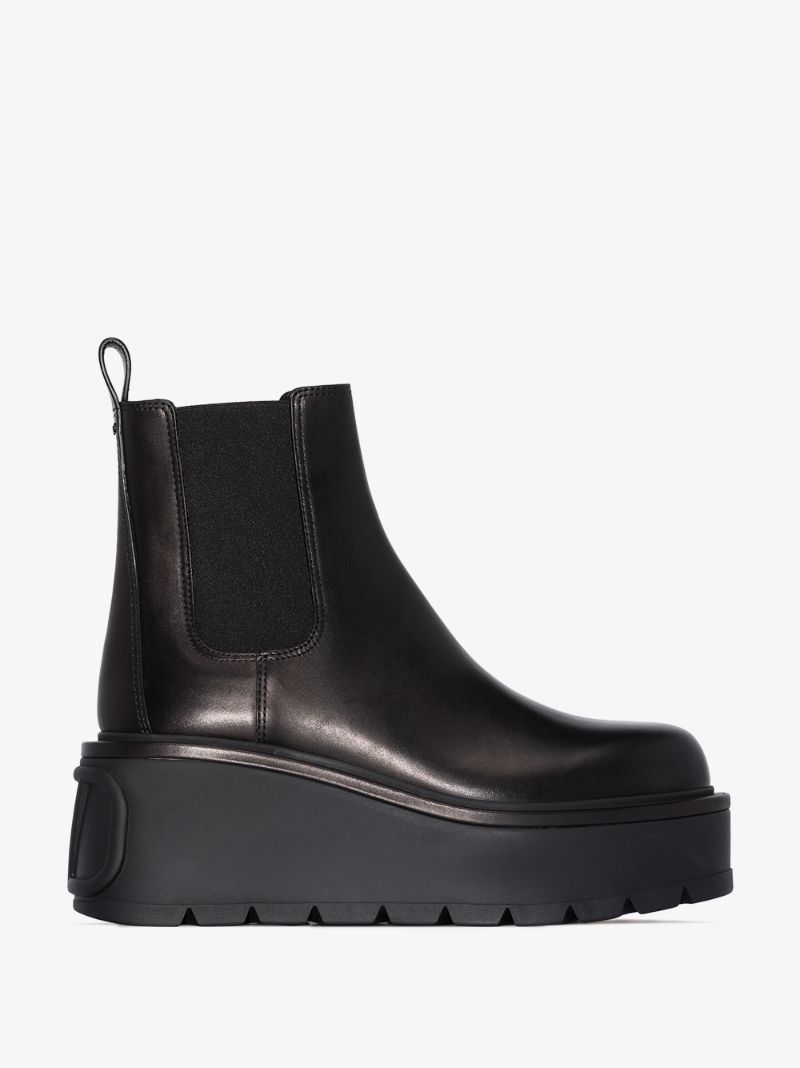 Black Uniqueform 85 Flatform Leather Chelsea Boots