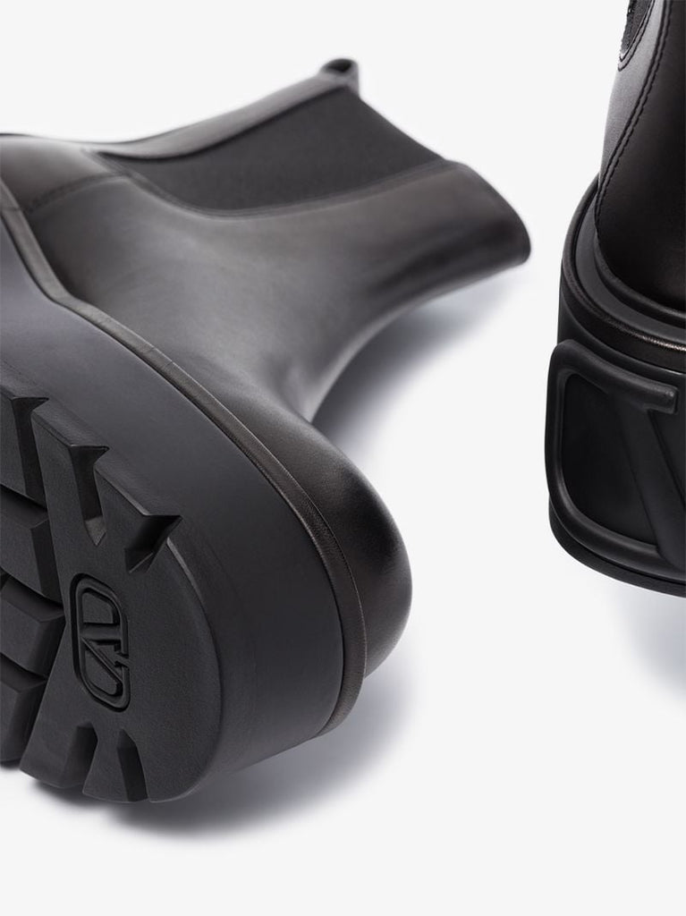 Black Uniqueform 85 Flatform Leather Chelsea Boots