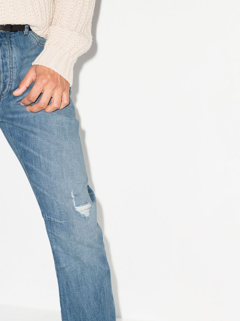 Distressed Straight Leg Jeans