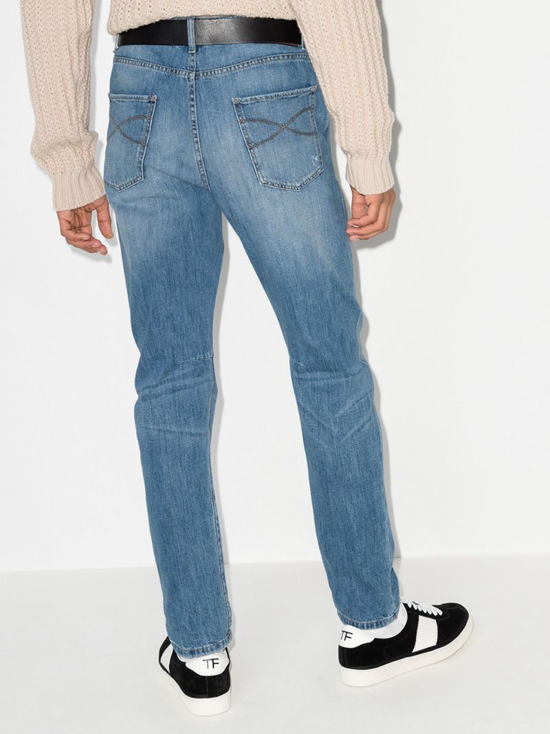 Distressed Straight Leg Jeans