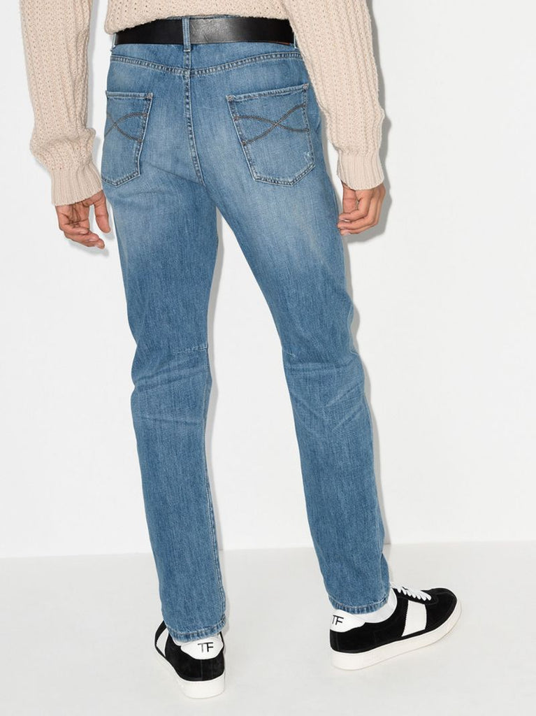 Distressed Straight Leg Jeans
