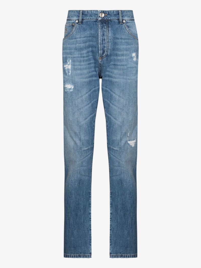 Distressed Straight Leg Jeans