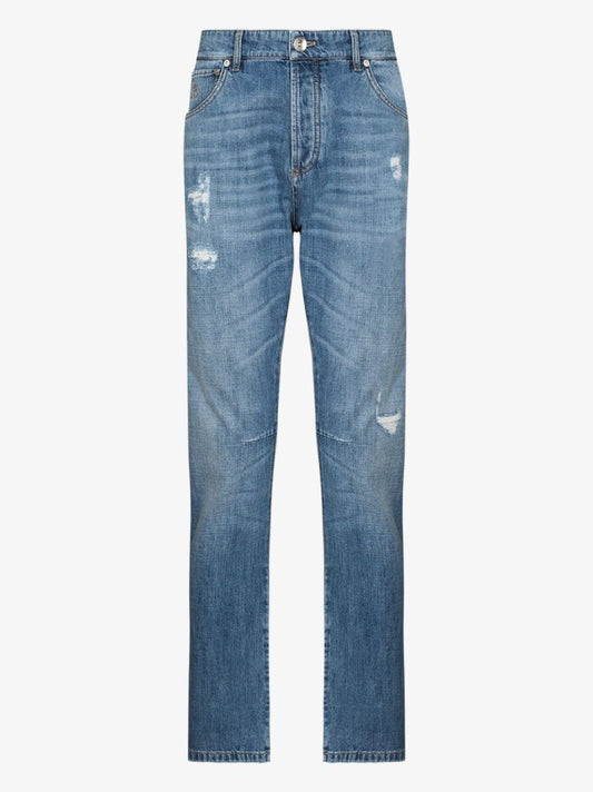 Distressed Straight Leg Jeans