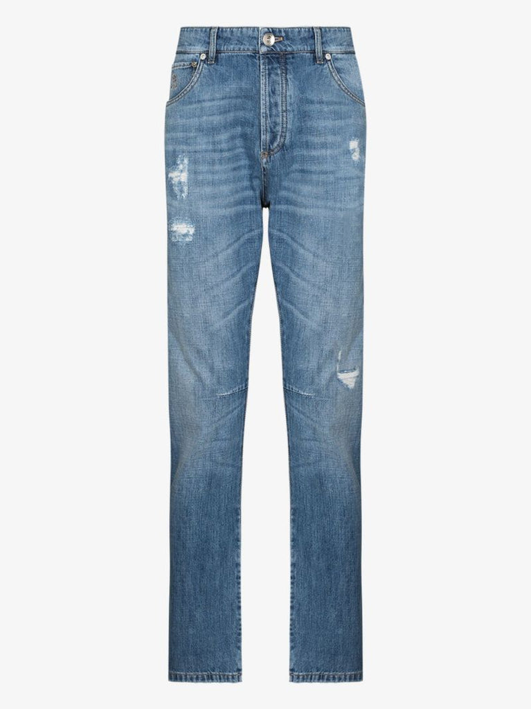 Distressed Straight Leg Jeans