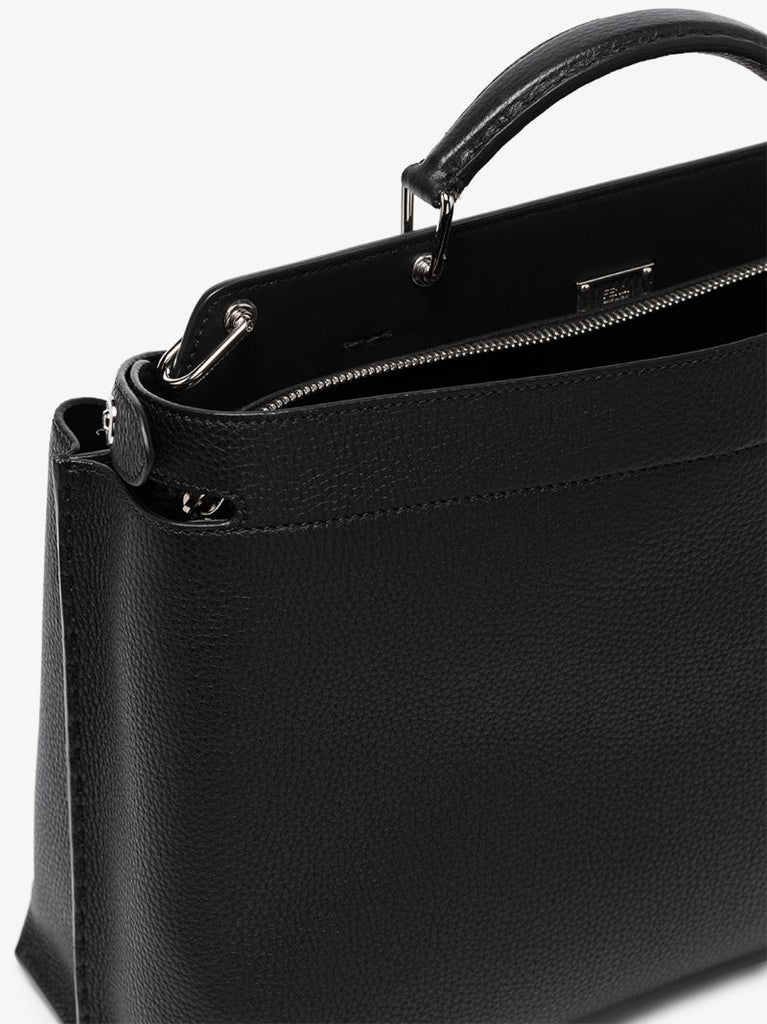 Black Peekaboo Iconic Essential Leather Shoulder Bag