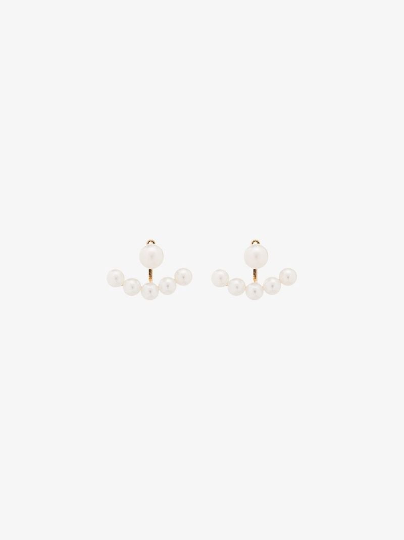 14k Yellow Gold Floating Pearl Earrings