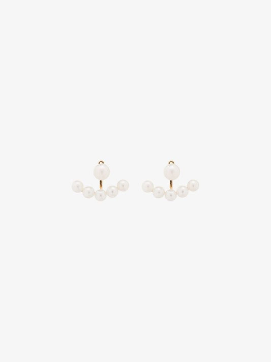 14k Yellow Gold Floating Pearl Earrings