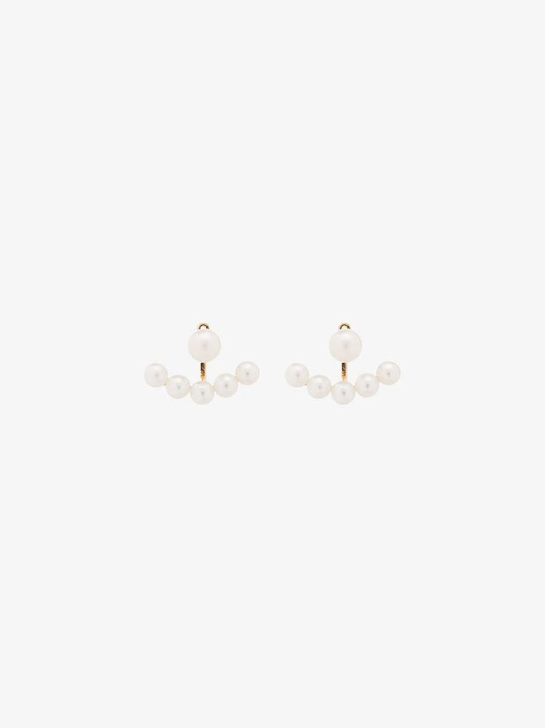 14k Yellow Gold Floating Pearl Earrings