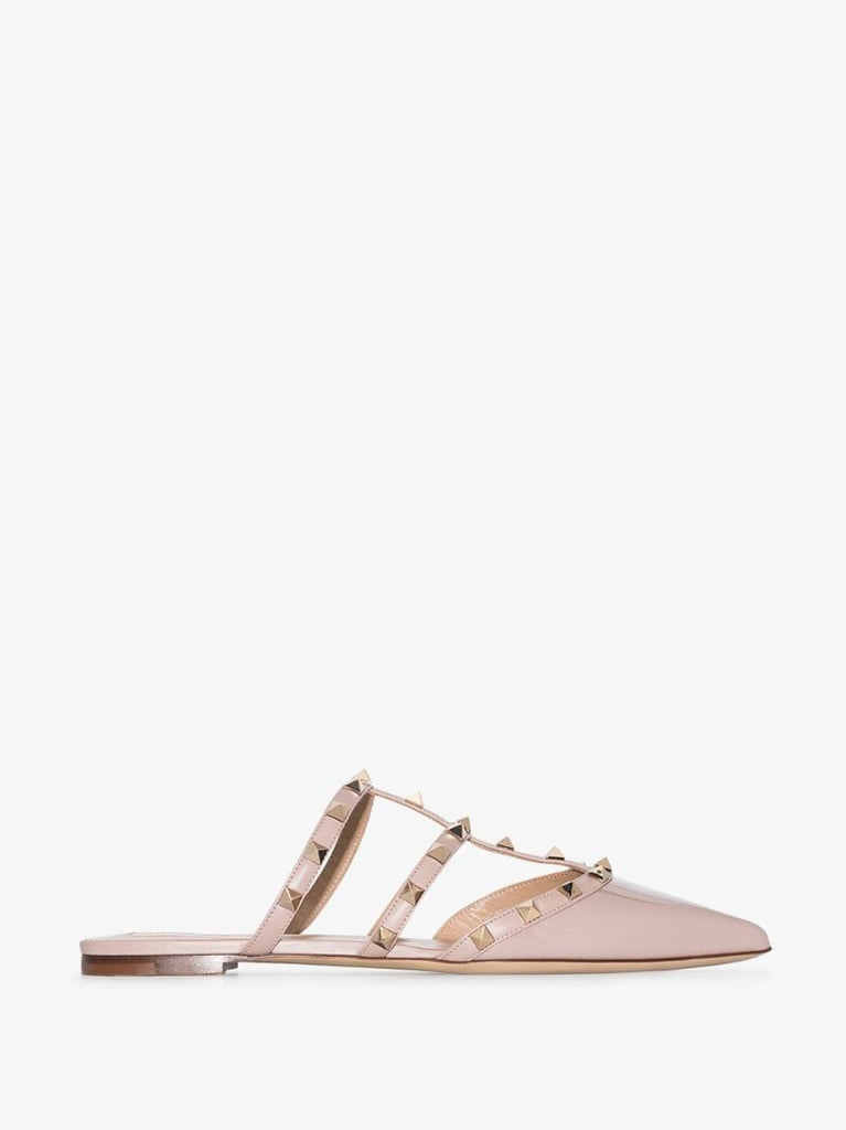 Neutral Rockstud Patent Leather Mules