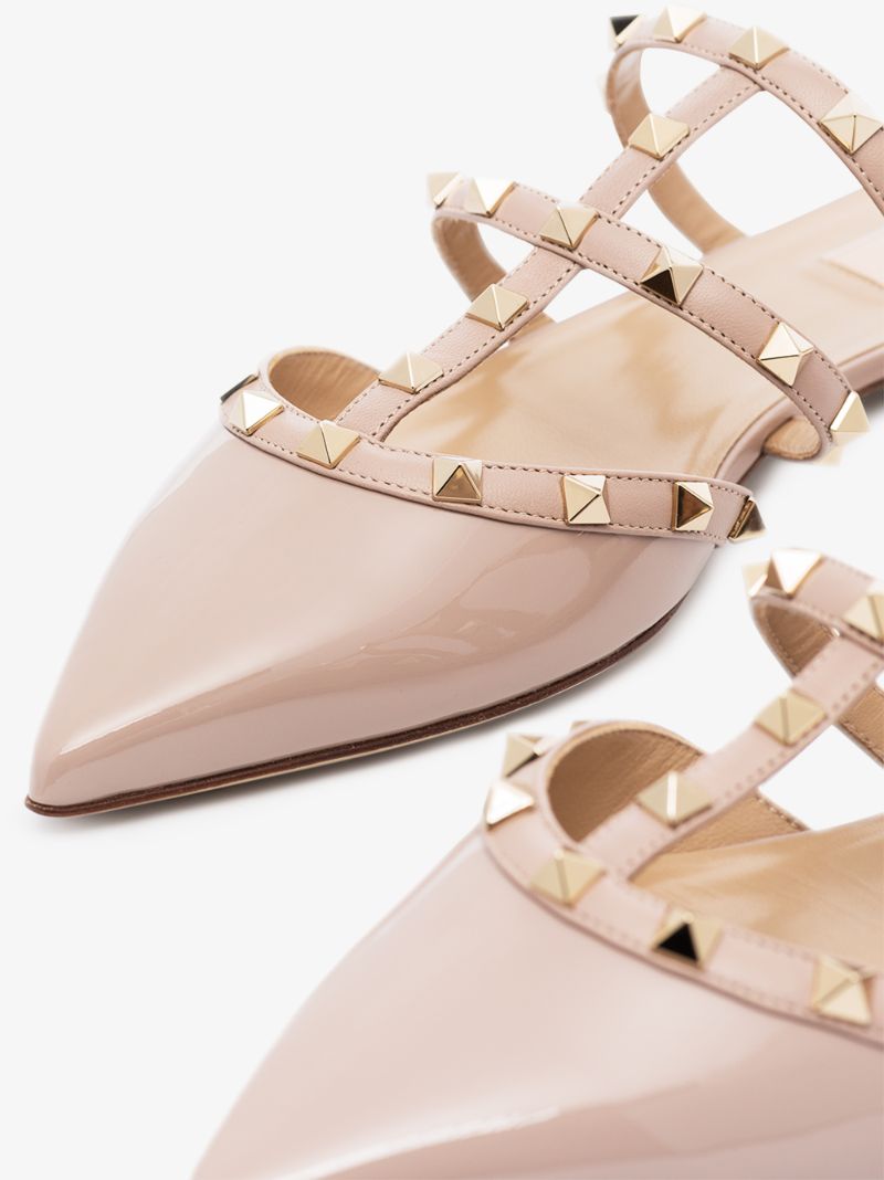 Neutral Rockstud Patent Leather Mules