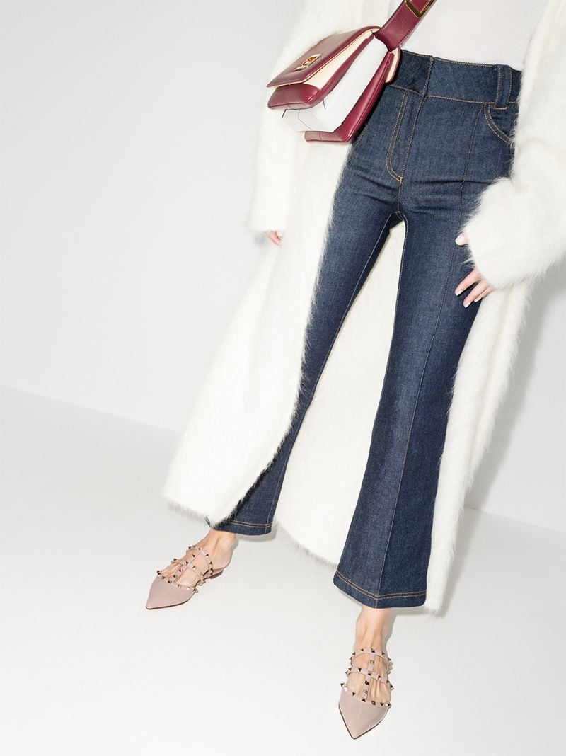 Neutral Rockstud Patent Leather Mules