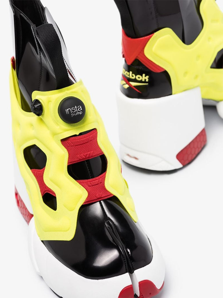 X Reebok Black and Yellow Tabi Instapump Fury Hi 110 Ankle Boots