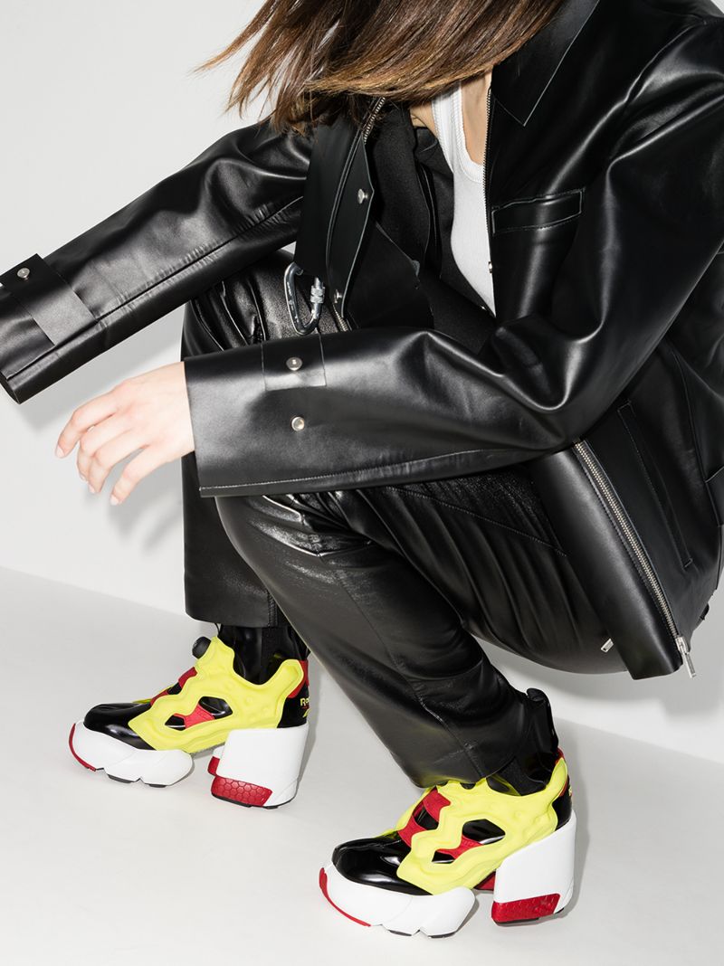 X Reebok Black and Yellow Tabi Instapump Fury Hi 110 Ankle Boots