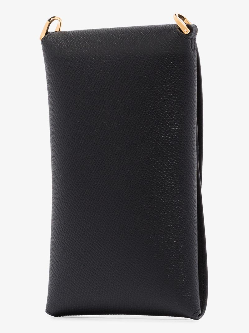 Black Grained Leather Phone Pouch