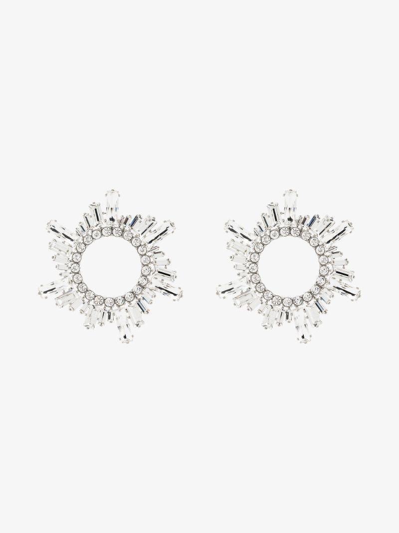 Silver-tone Begum Crystal Hoop Earrings