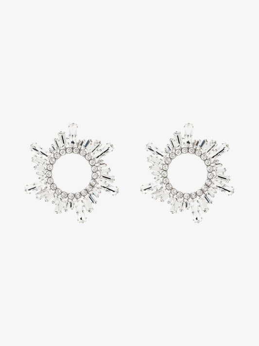 Silver-tone Begum Crystal Hoop Earrings
