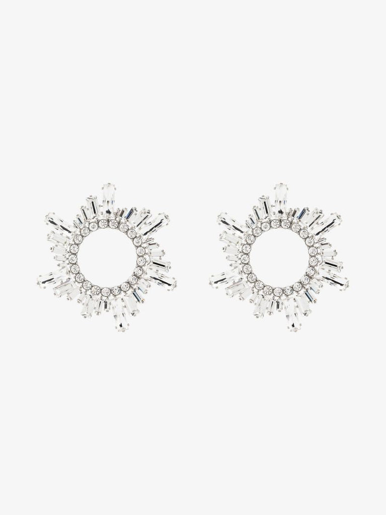 Silver-tone Begum Crystal Hoop Earrings