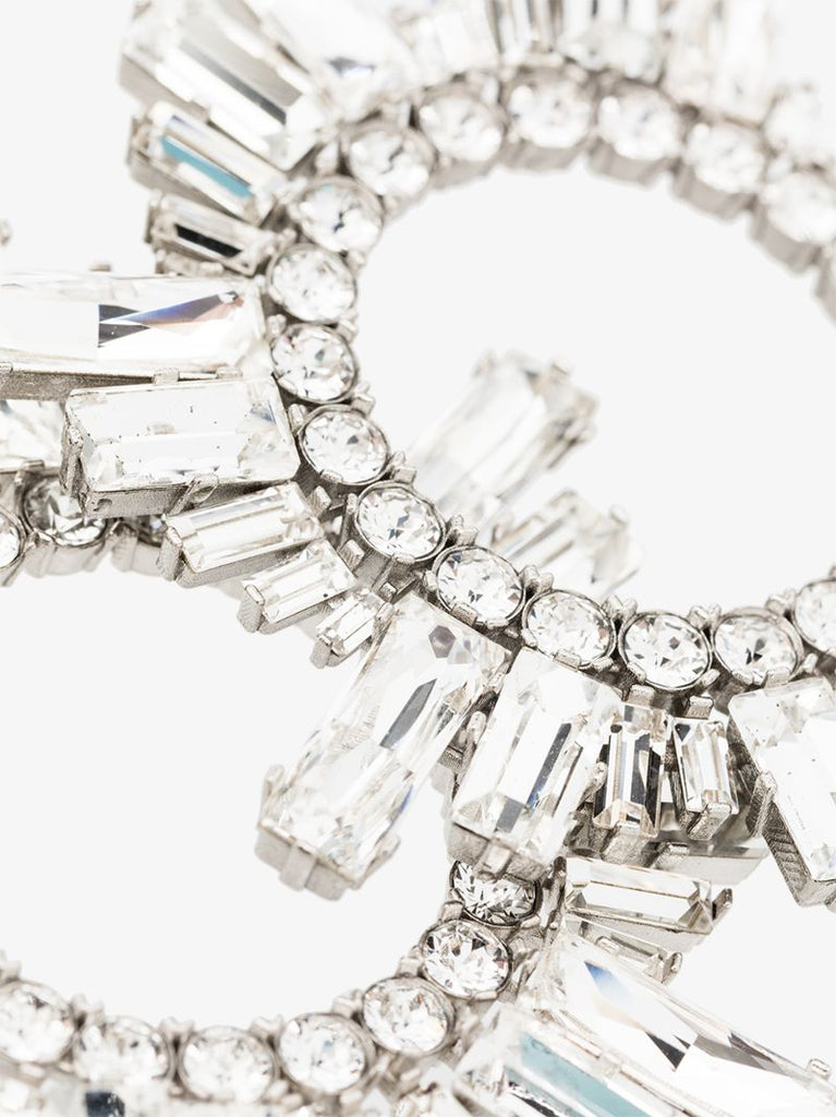 Silver-tone Begum Crystal Hoop Earrings