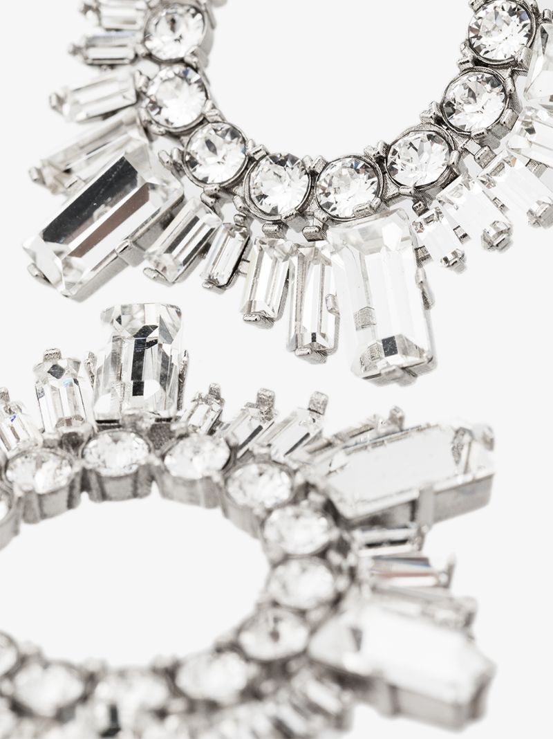 Silver-tone Begum Mini Crystal Hoop Earrings