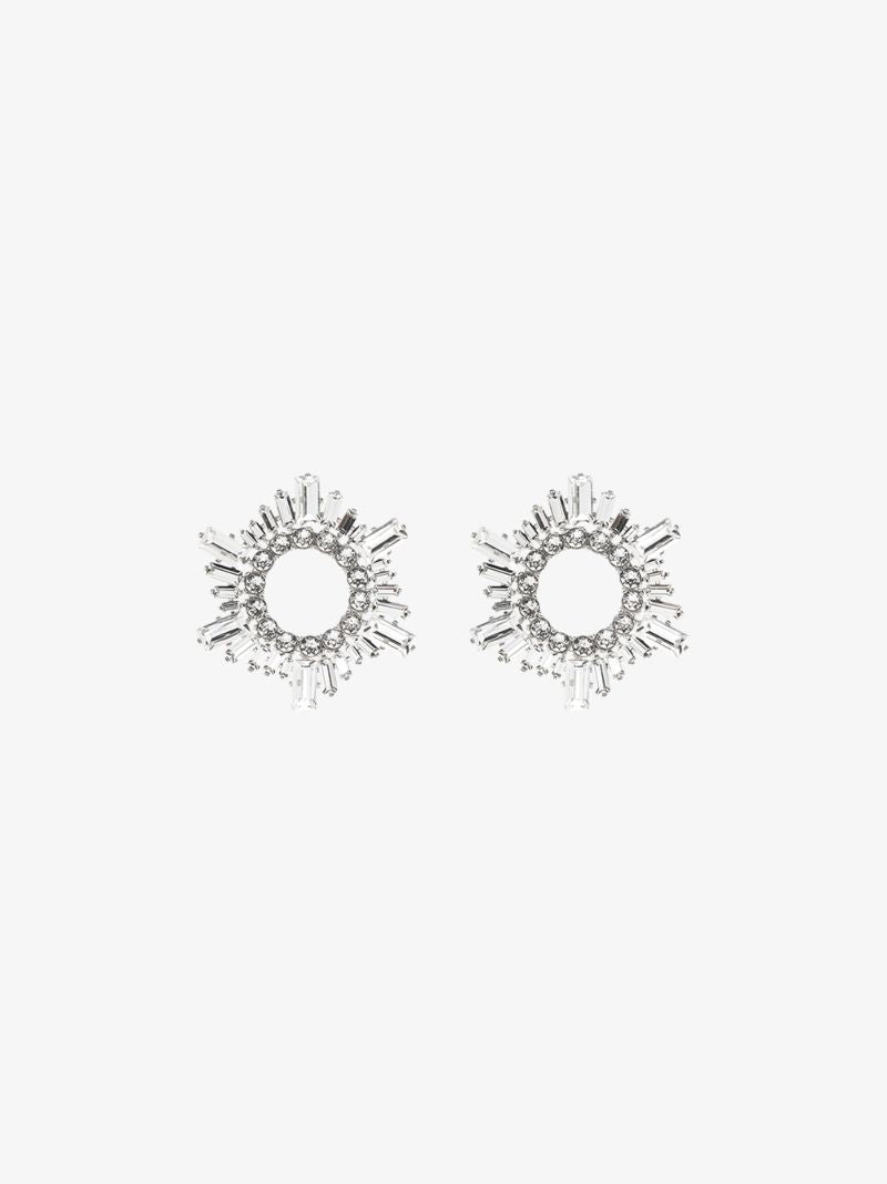 Silver-tone Begum Mini Crystal Hoop Earrings