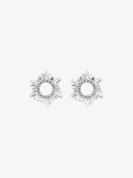 Silver-tone Begum Mini Crystal Hoop Earrings