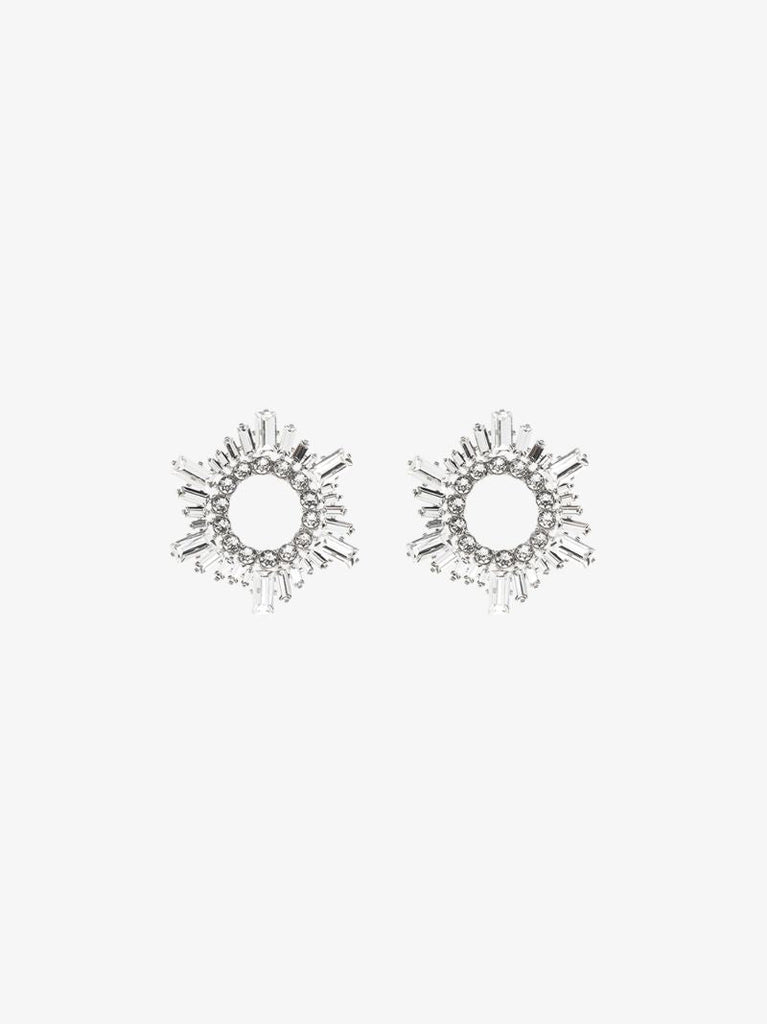 Silver-tone Begum Mini Crystal Hoop Earrings