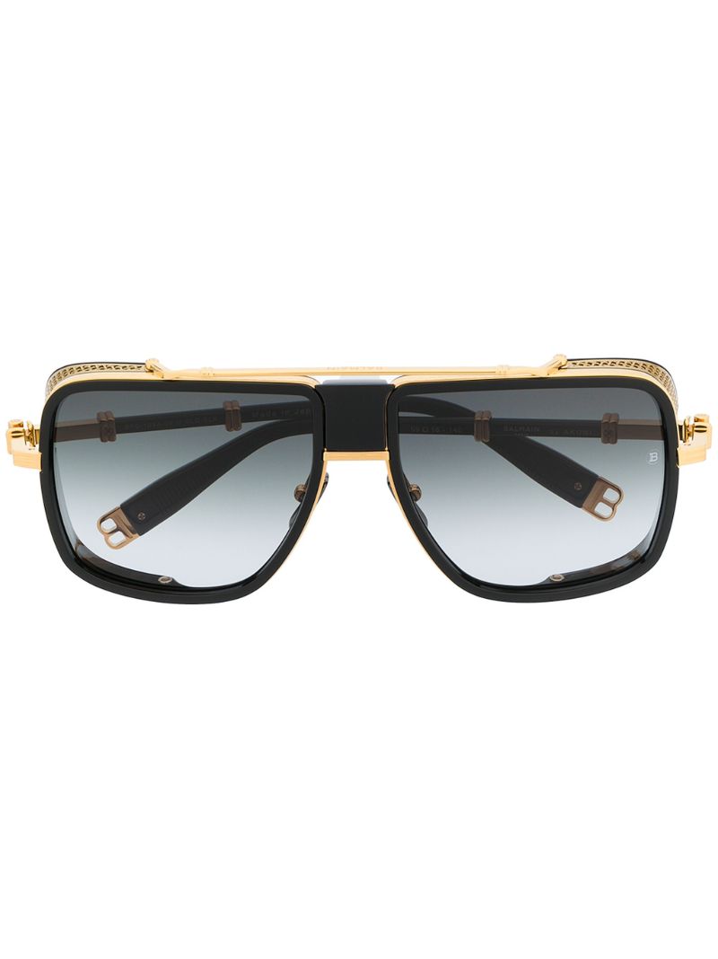 X Akoni Black Pilot-frame Sunglasses