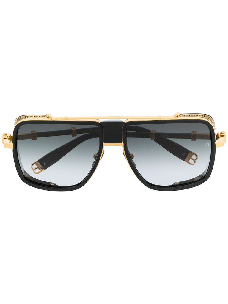X Akoni Black Pilot-frame Sunglasses