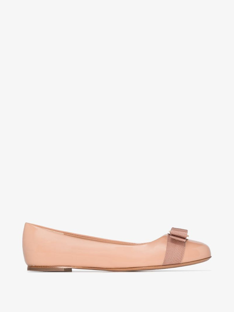 Beige Vara Patent Leather Pumps
