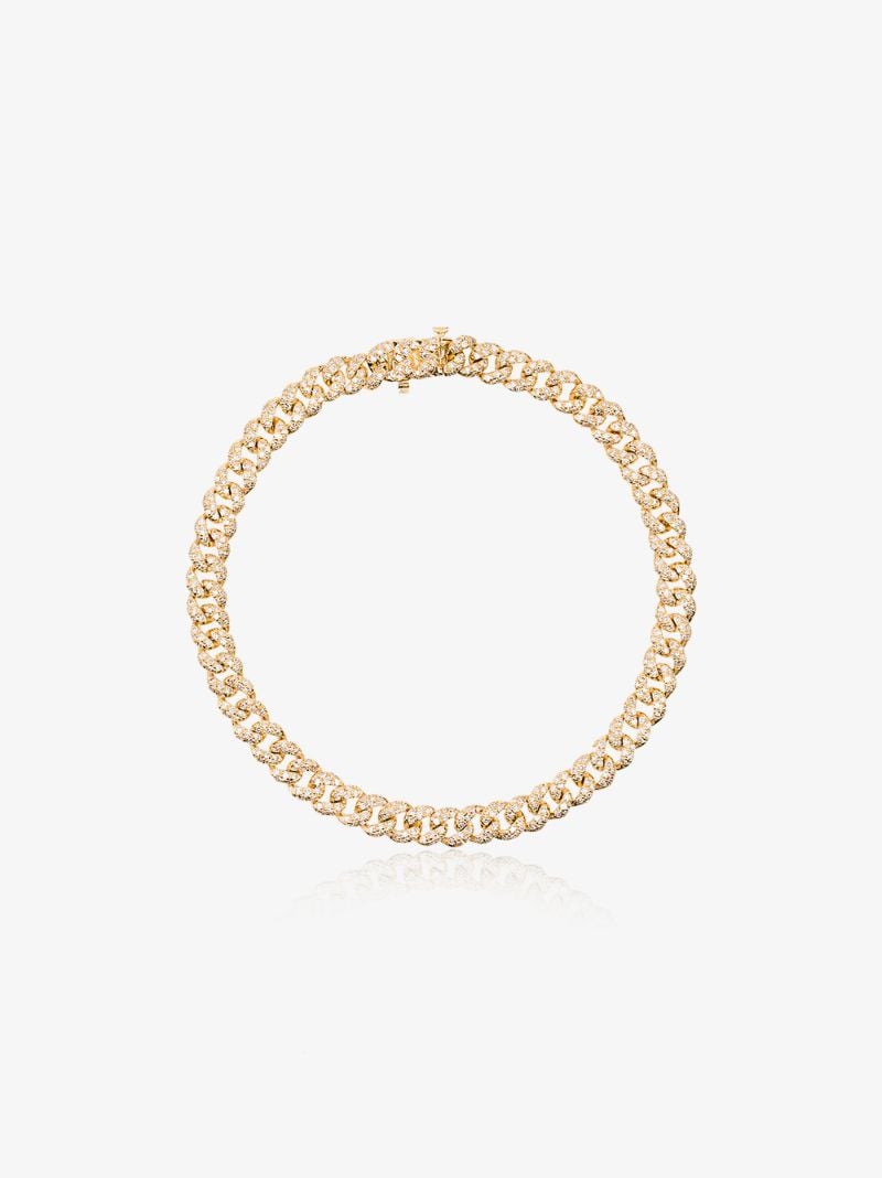 18k Yellow Gold Mini Link Diamond Bracelet