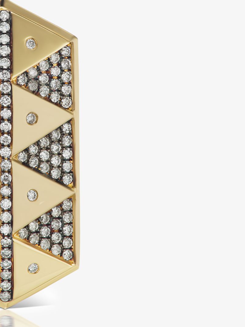 18k Yellow Gold Diamond Hexagon Shield Charm