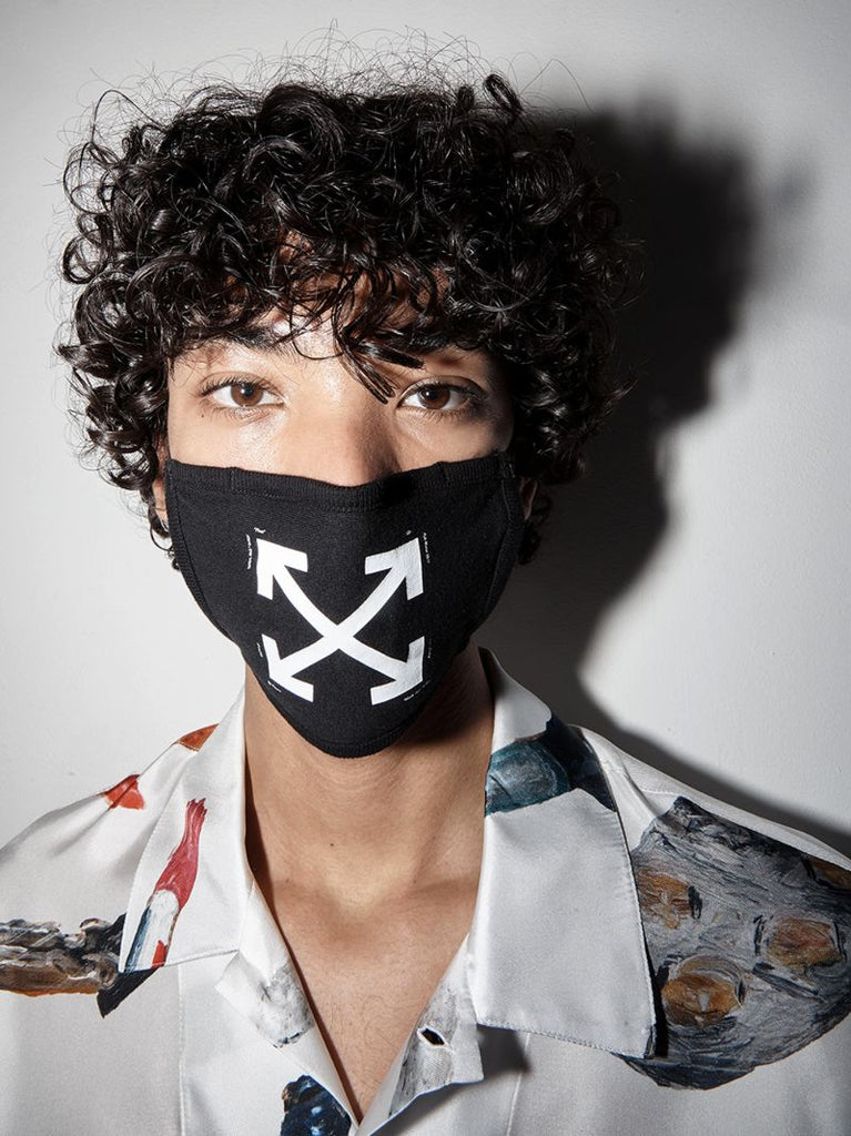 Black Iconic Arrows Print Cotton Face Mask